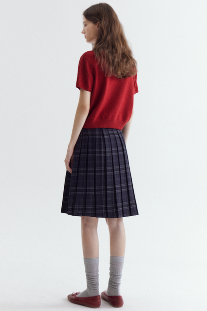 Cotton Plaid A-Line Skirt