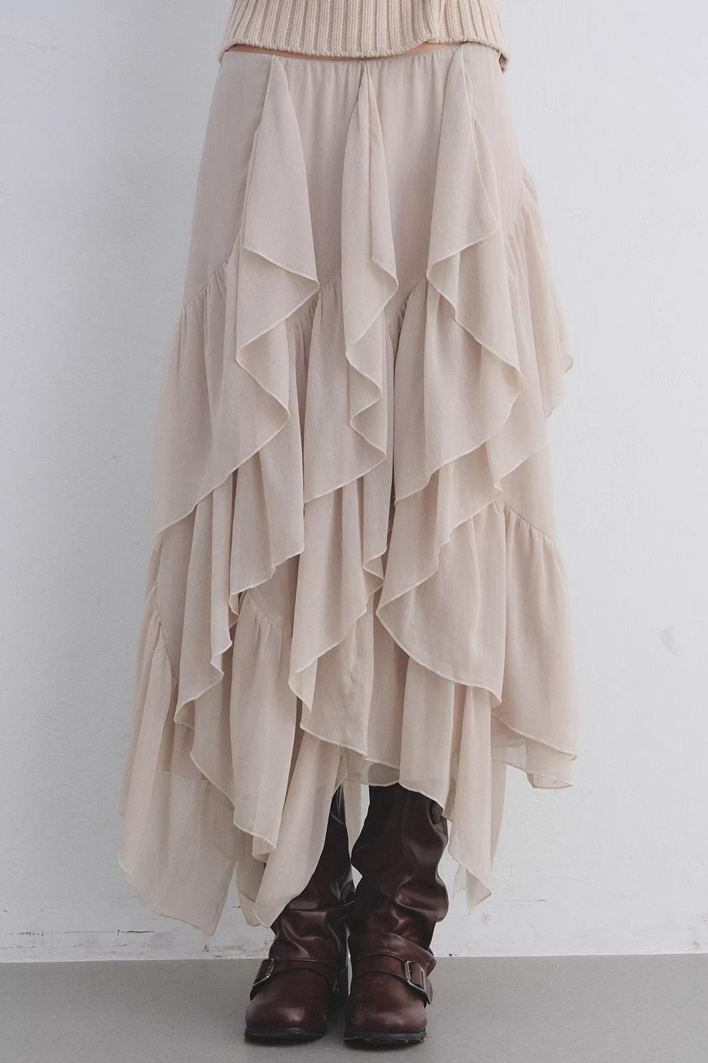 Elastic Chiffon Draping Skirt