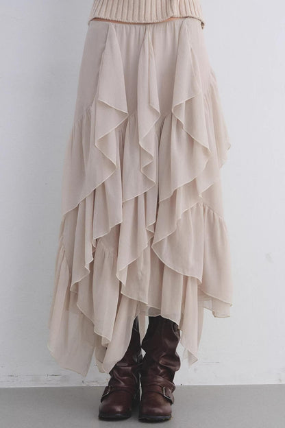 Elastic Chiffon Draping Skirt