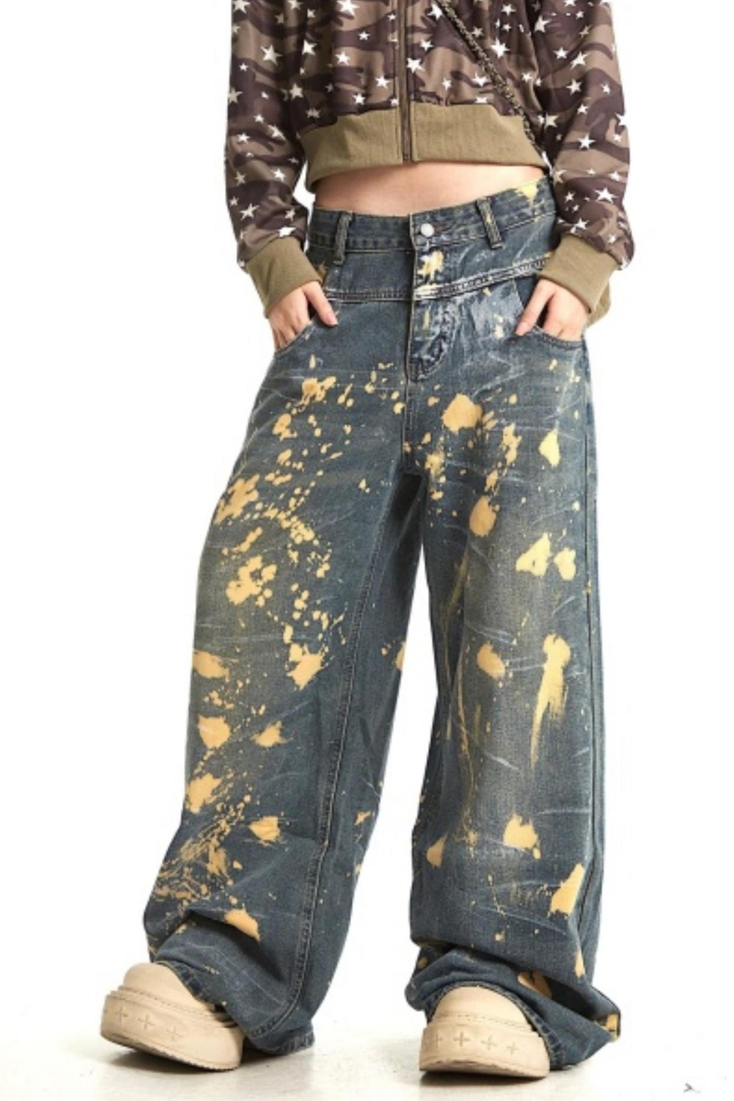 Retro Splatter Denim Pants