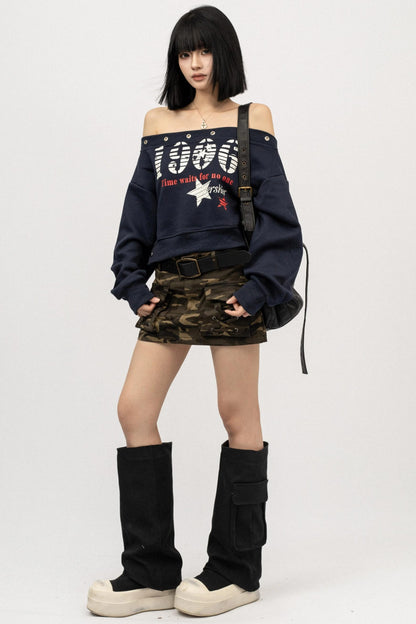 Vintage Spice schulterfreies T-Shirt