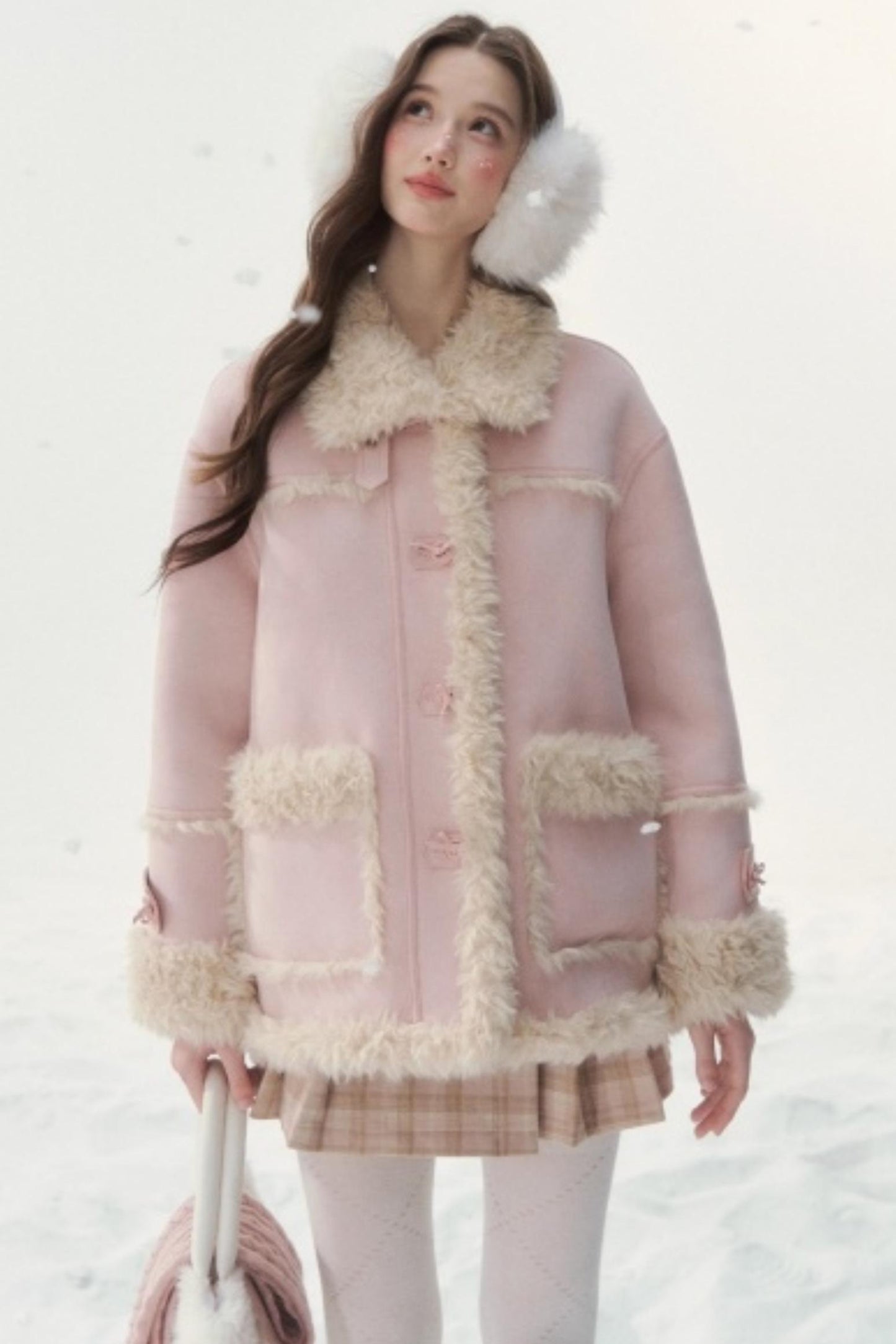 Pink and Blue Reversible Fur Coat