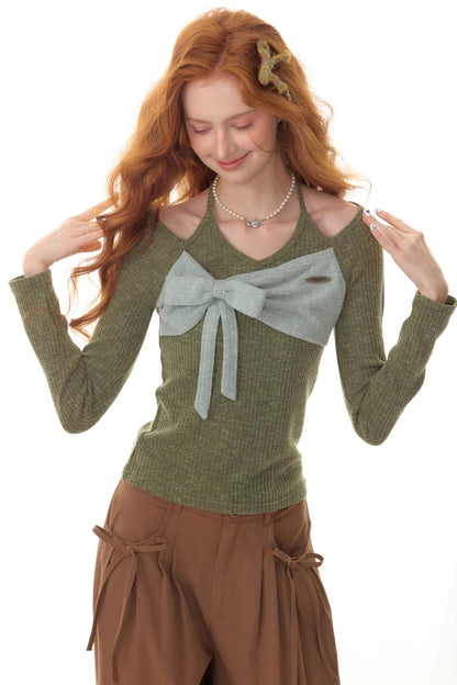 Patchwork Halterneck Knitted Top