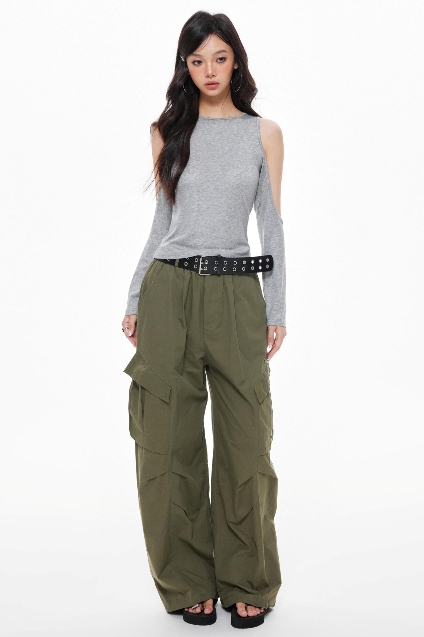 Vintage Gray Knitted Long Sleeve T-Shirt