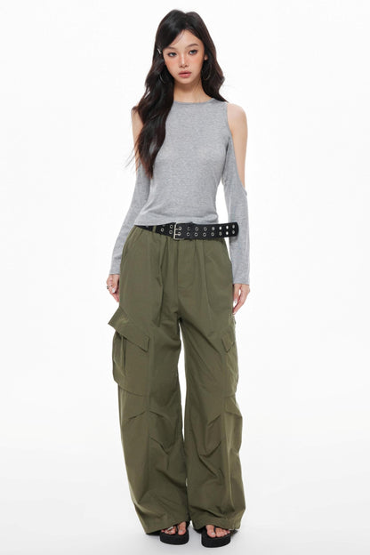 Vintage Gray Knitted Long Sleeve T-Shirt