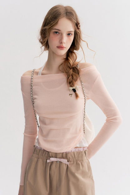 Lazy French Halterneck Knit Top
