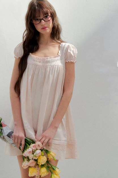 Square Neck Embroidered Dress