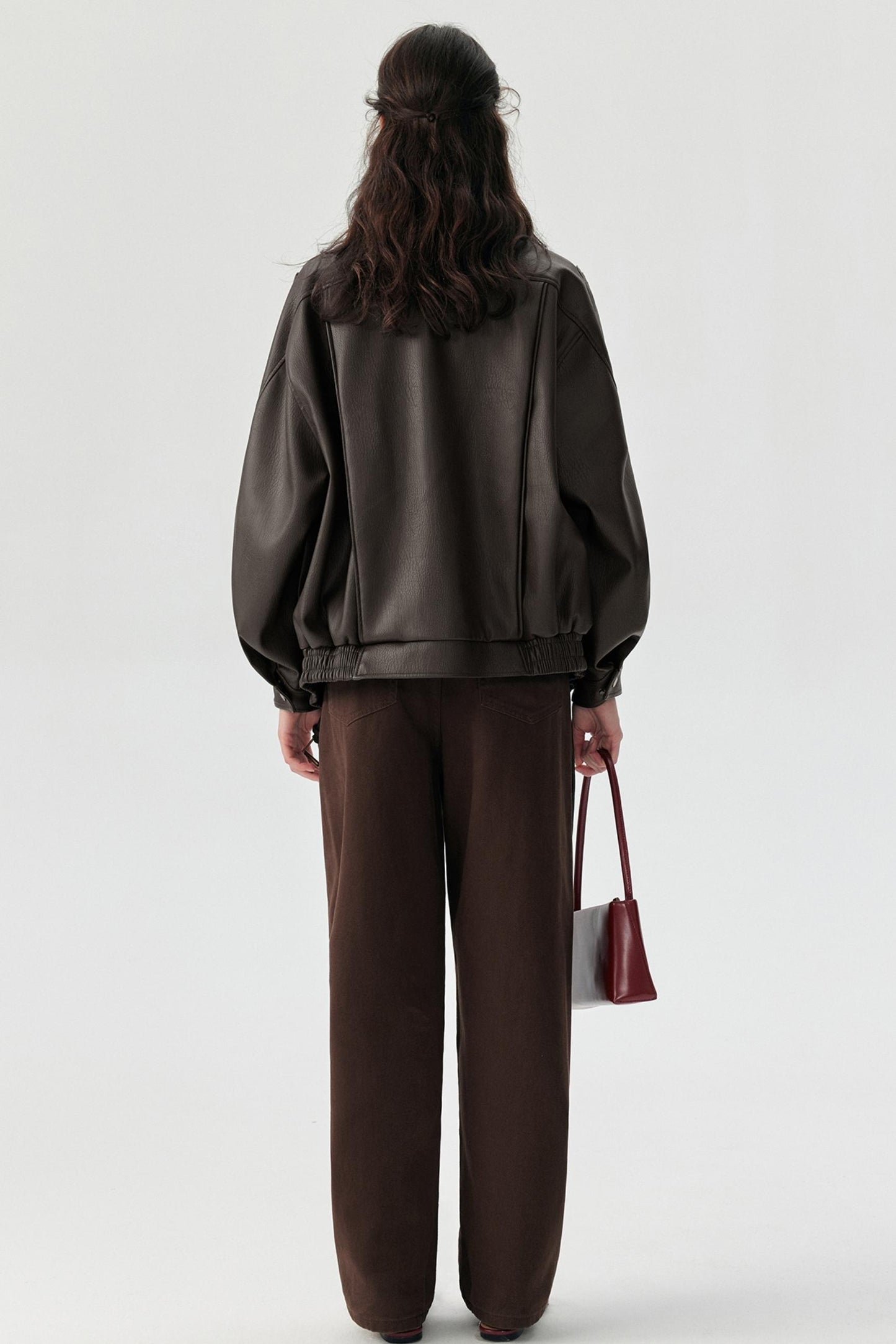 Lychee Pattern PU Leather Jacket