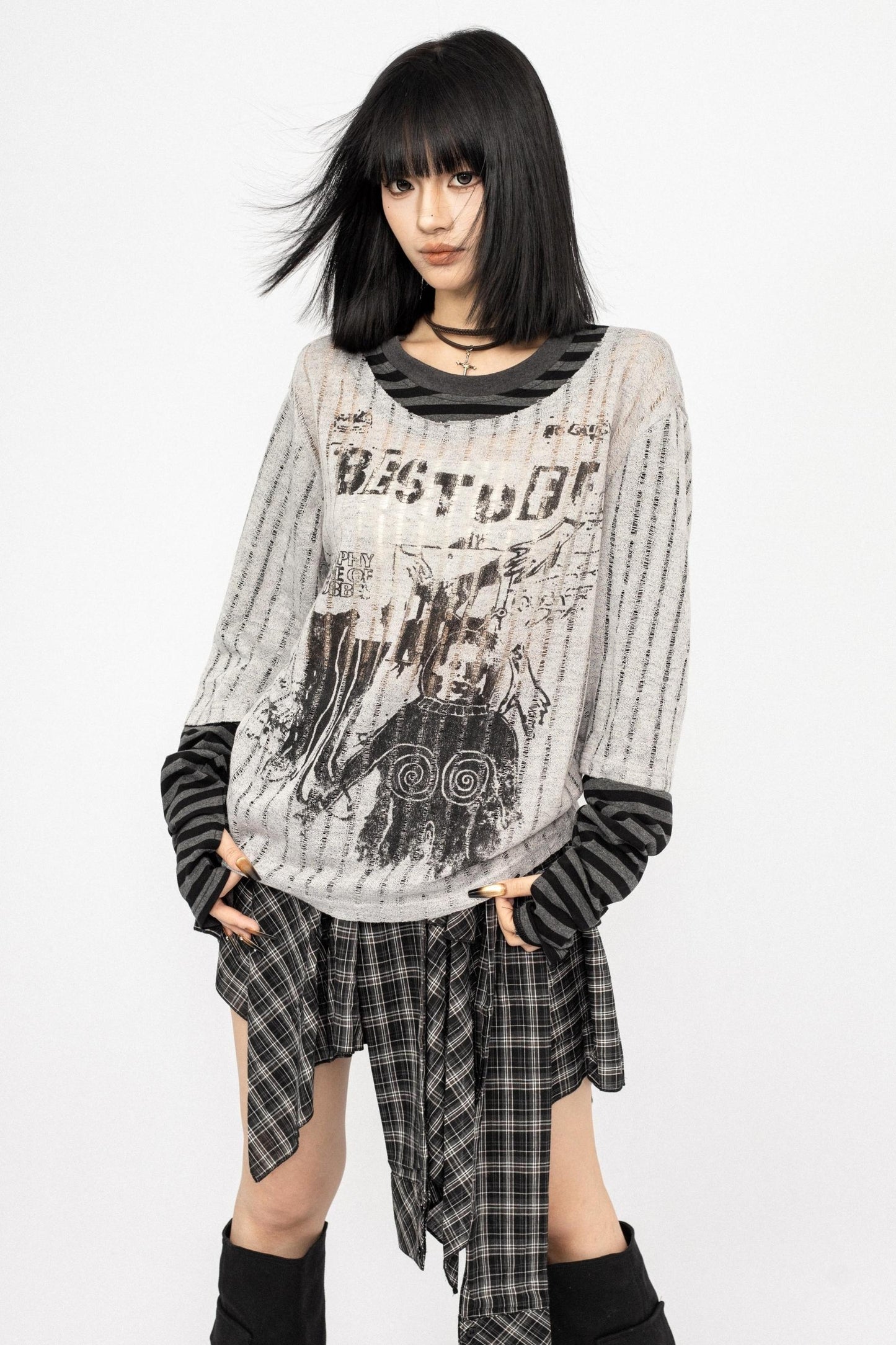 Asian Spice Stripe Long Sleeve Top