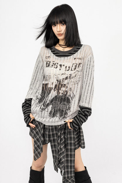 Asian Spice Stripe Long Sleeve Top