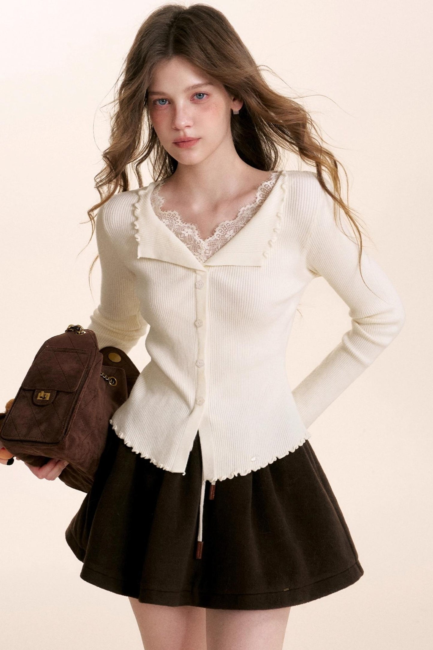 Romantic Lace Ruffled Knit Top