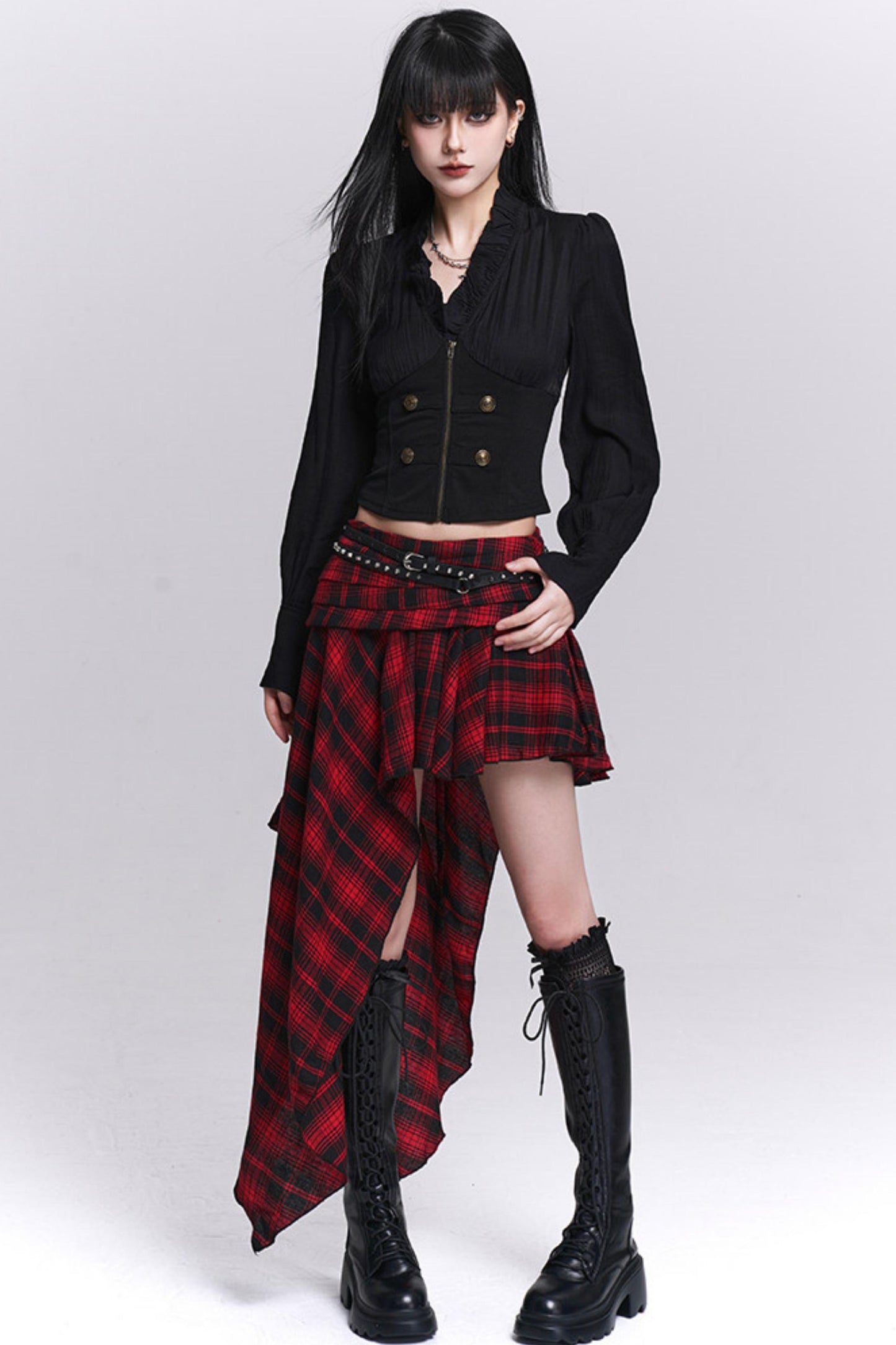 Black Ruffled Short Shirt