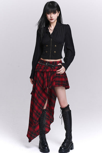 Black Ruffled Short Shirt