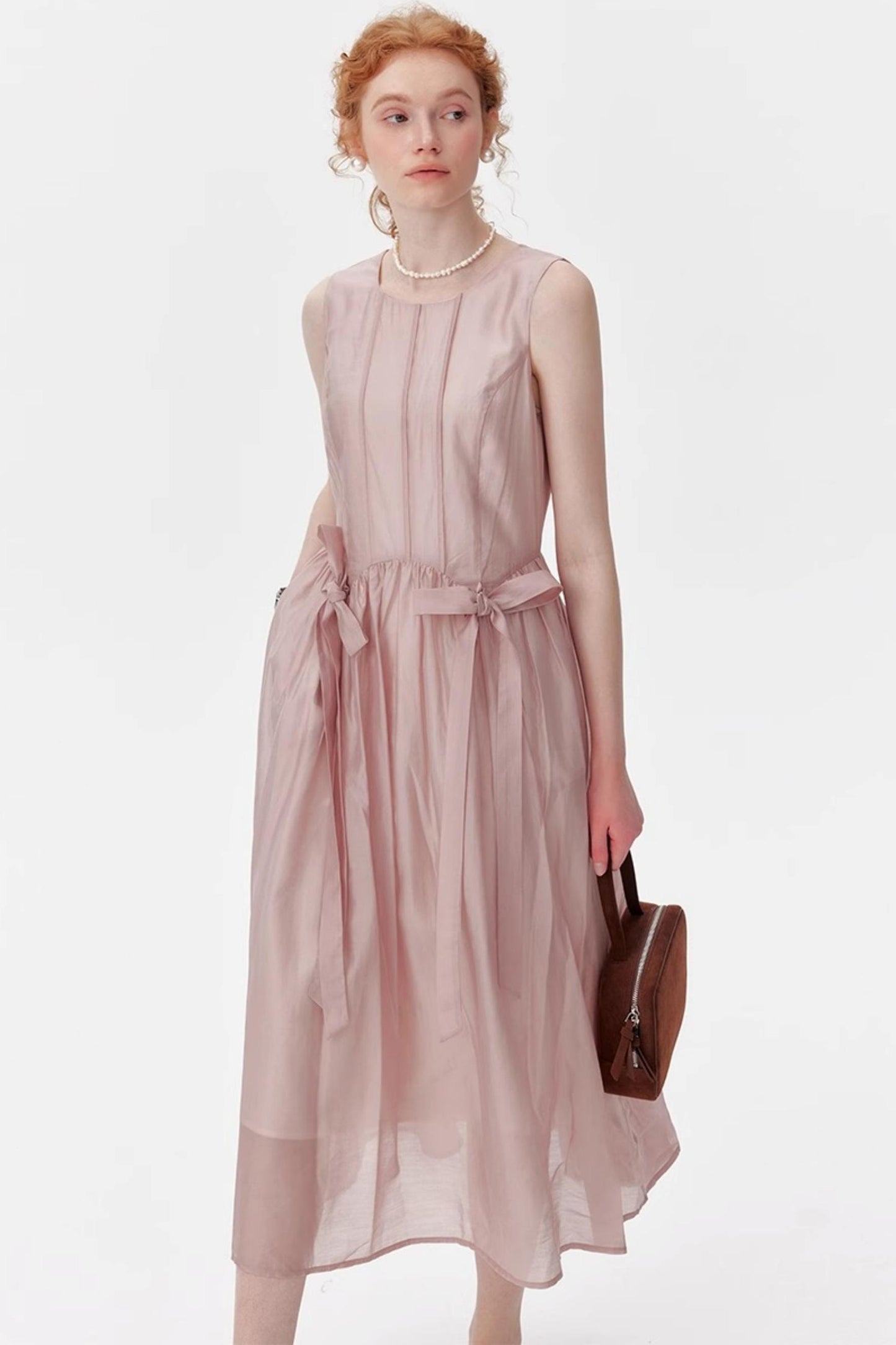 Pink And Blue Tencel A-Line Dress