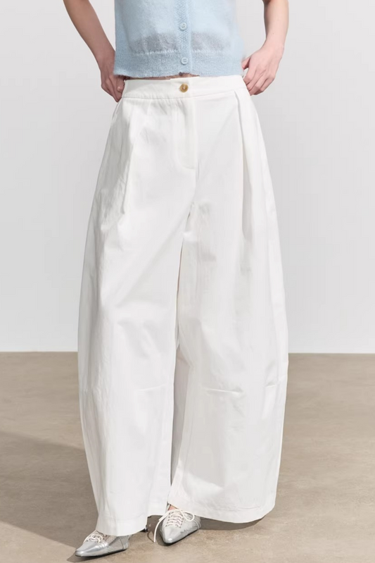 Wide-Leg Scimitar Pants