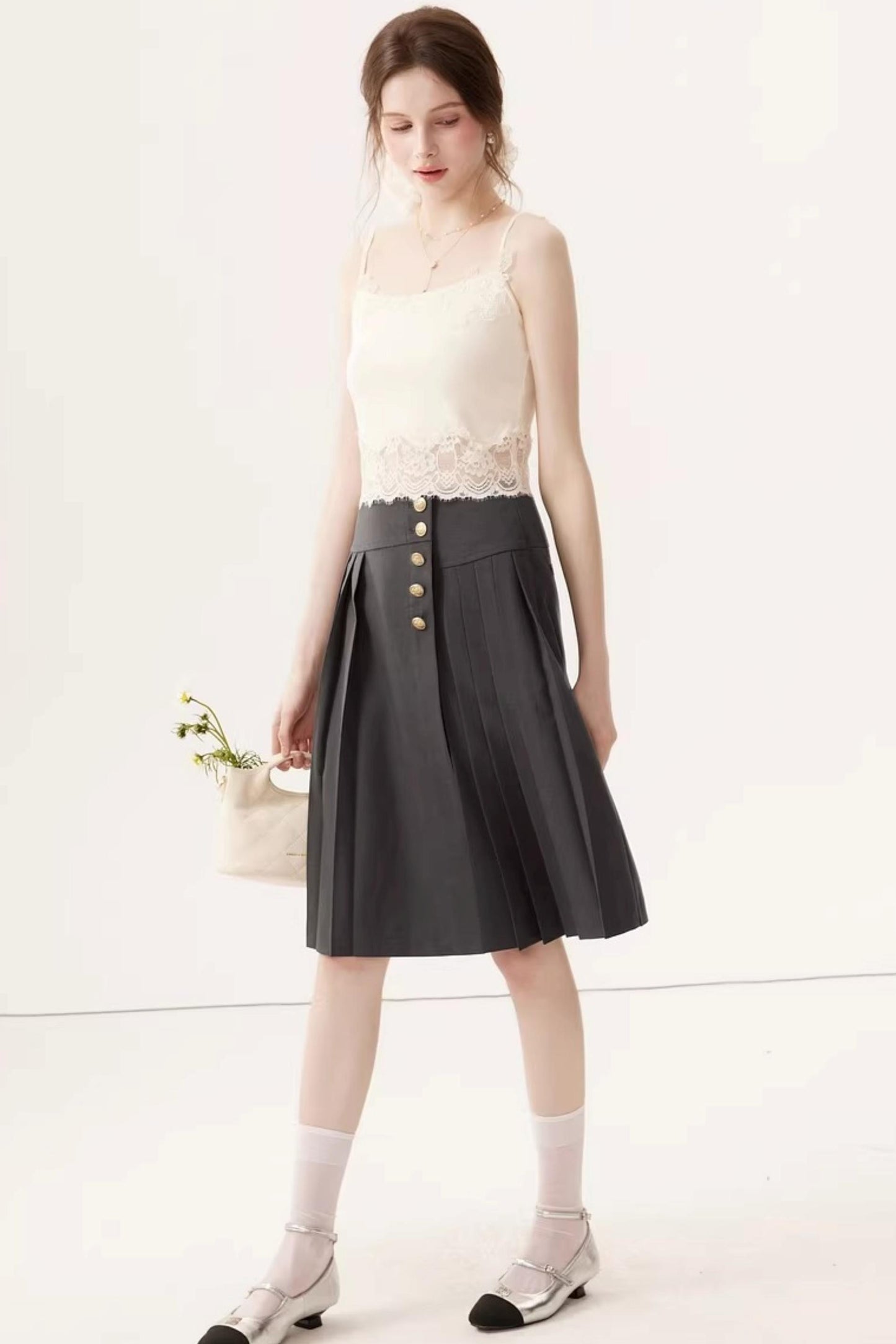 Lace Patchwork Camisole Cardigan Set