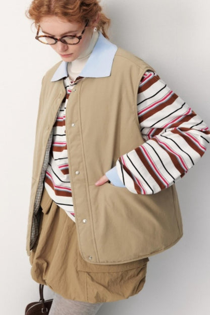 Reversible Plaid Down Vest