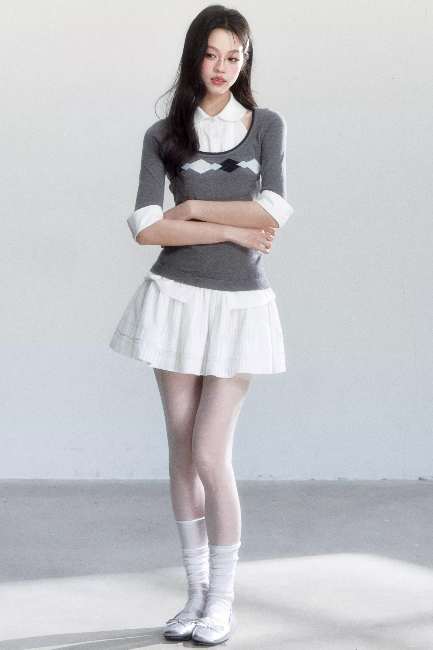 Retro Jacquard Knit Top Set-Up