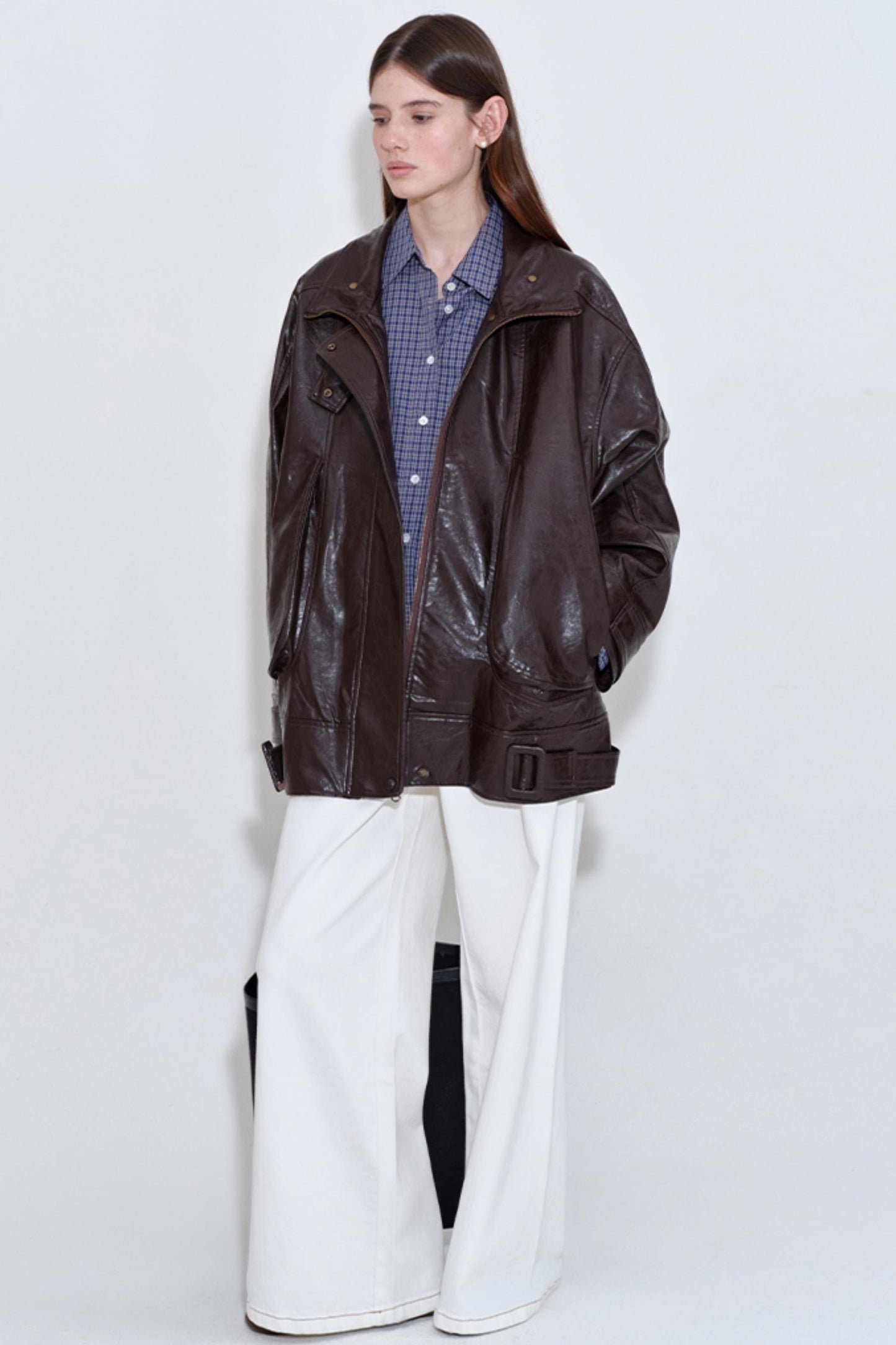 Cool Three-dimensional Oil Wax Leather Jacket