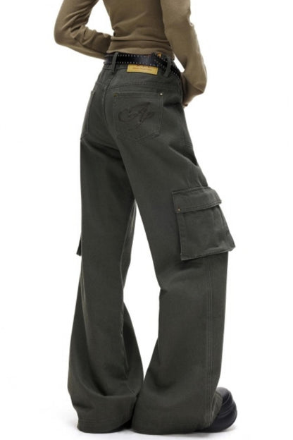 Retro Embroidered Rivet Pants