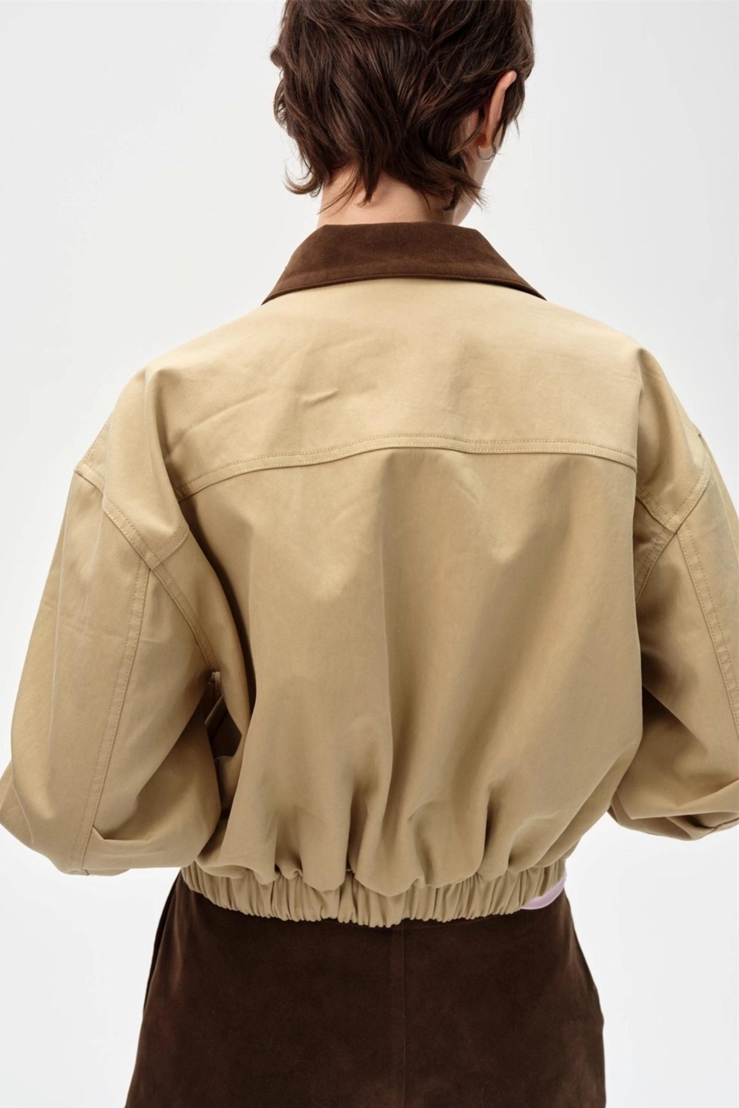 Color-Blocking Lapel Cargo Jacket