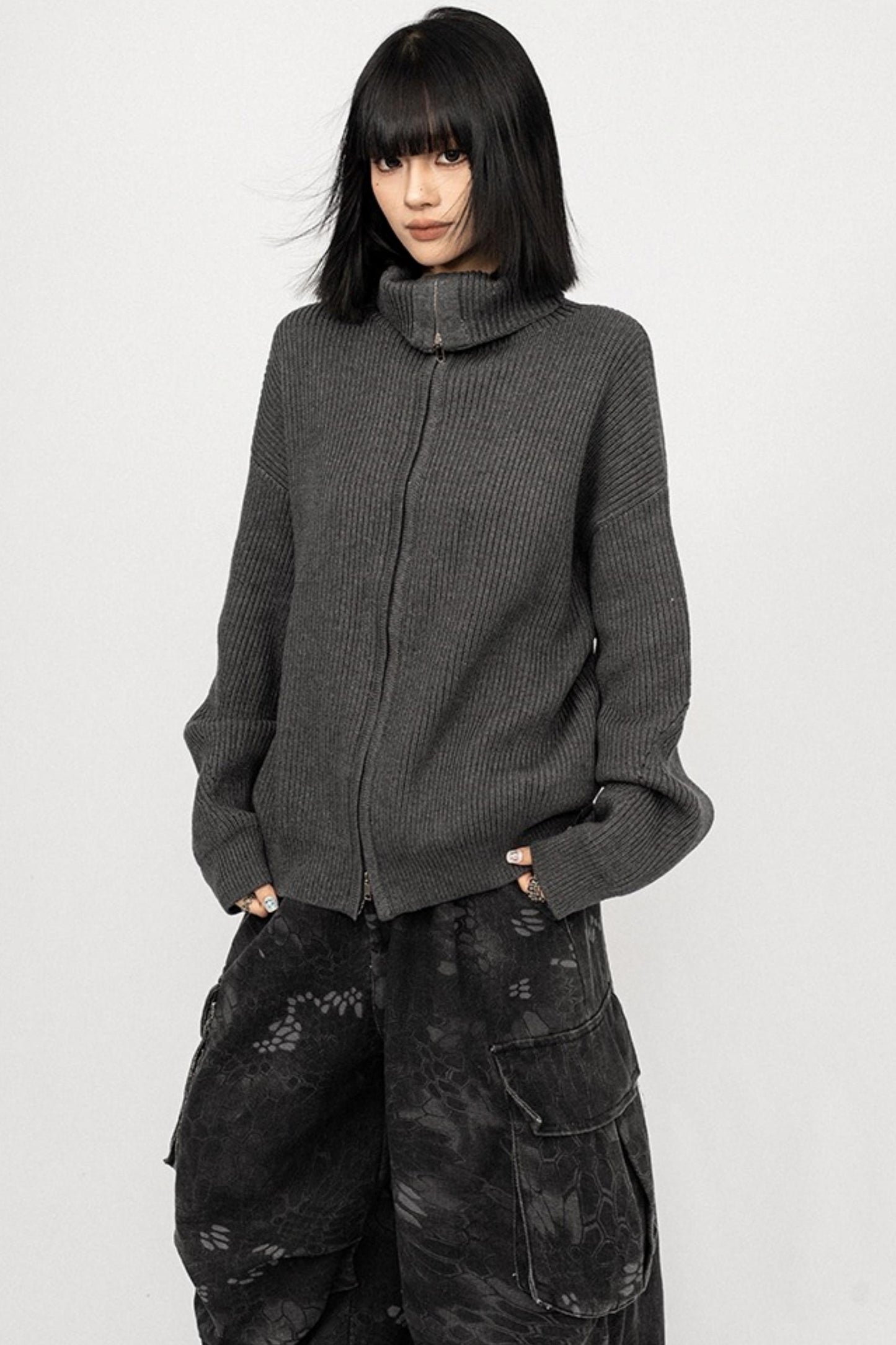 Vintage Zipper Sweater Coat