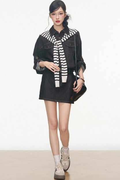 Volume Shoulder Long Shirt Set-Up