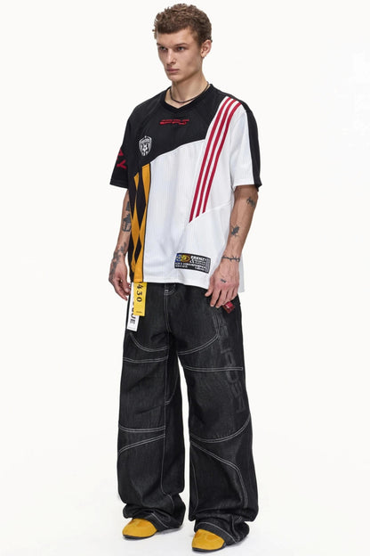 Color-Blocked Mesh Sports Top