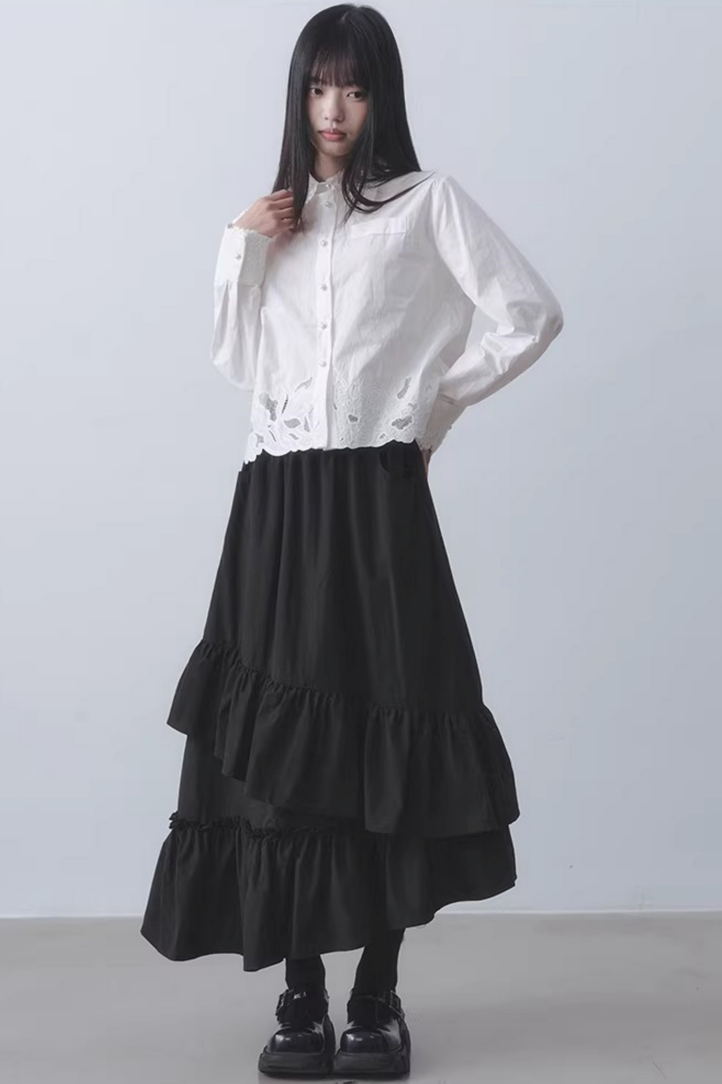 White Lace Embroidery Blouse