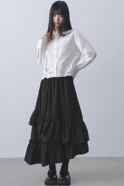 White Lace Embroidery Blouse