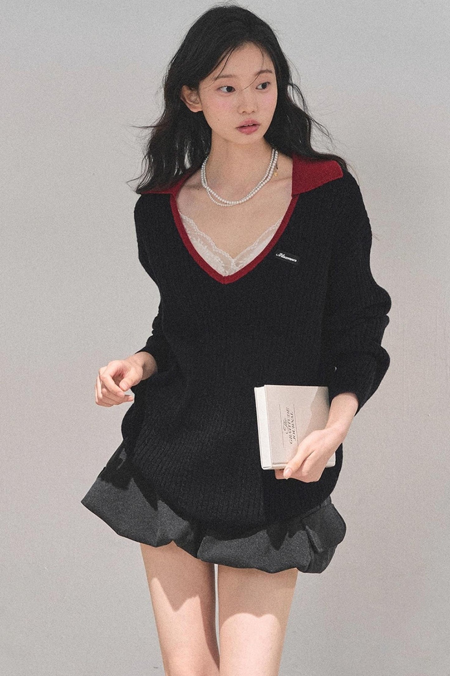 American College Wool V-Neck Sweater