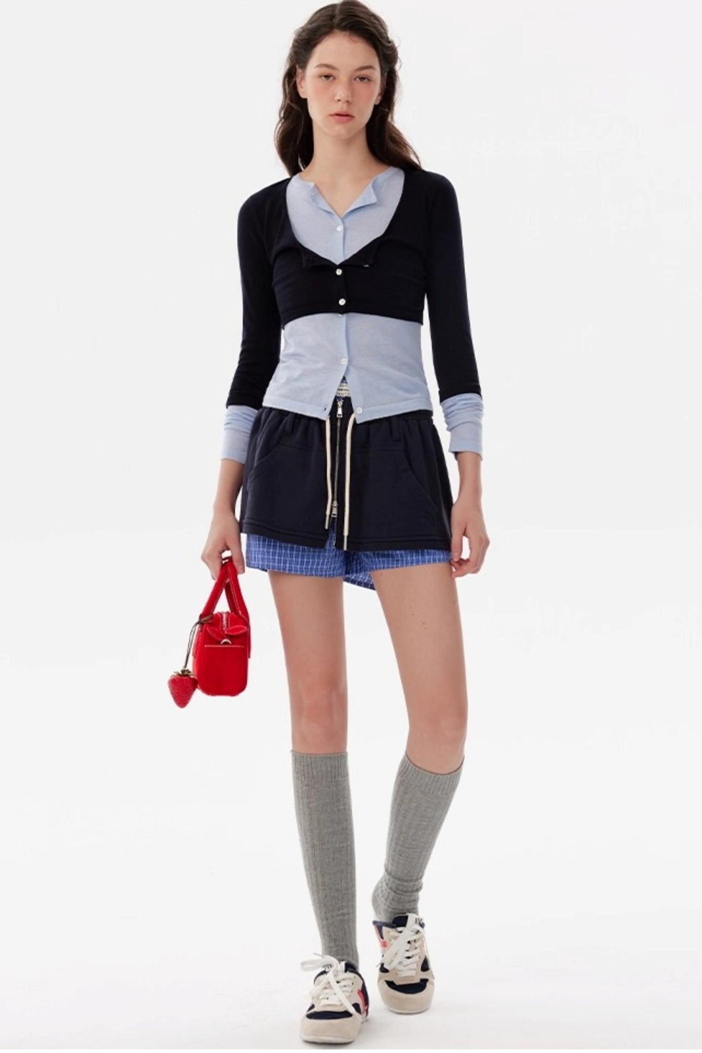 Contrasting Long-Sleeved Knitwear Top