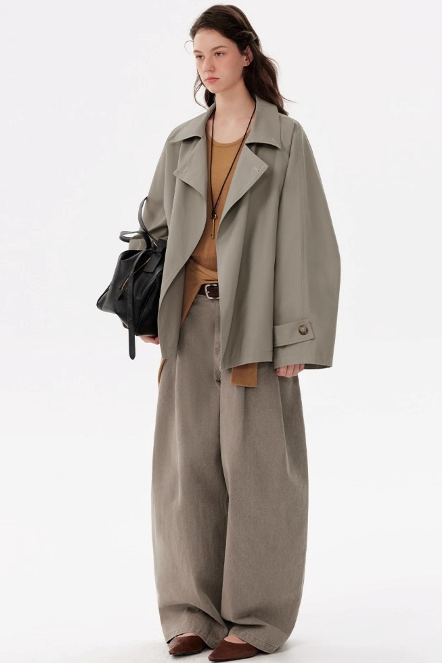 Lace-Up Short Trench Coat