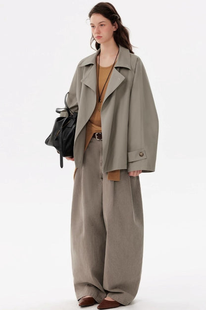 Lace-Up Short Trench Coat