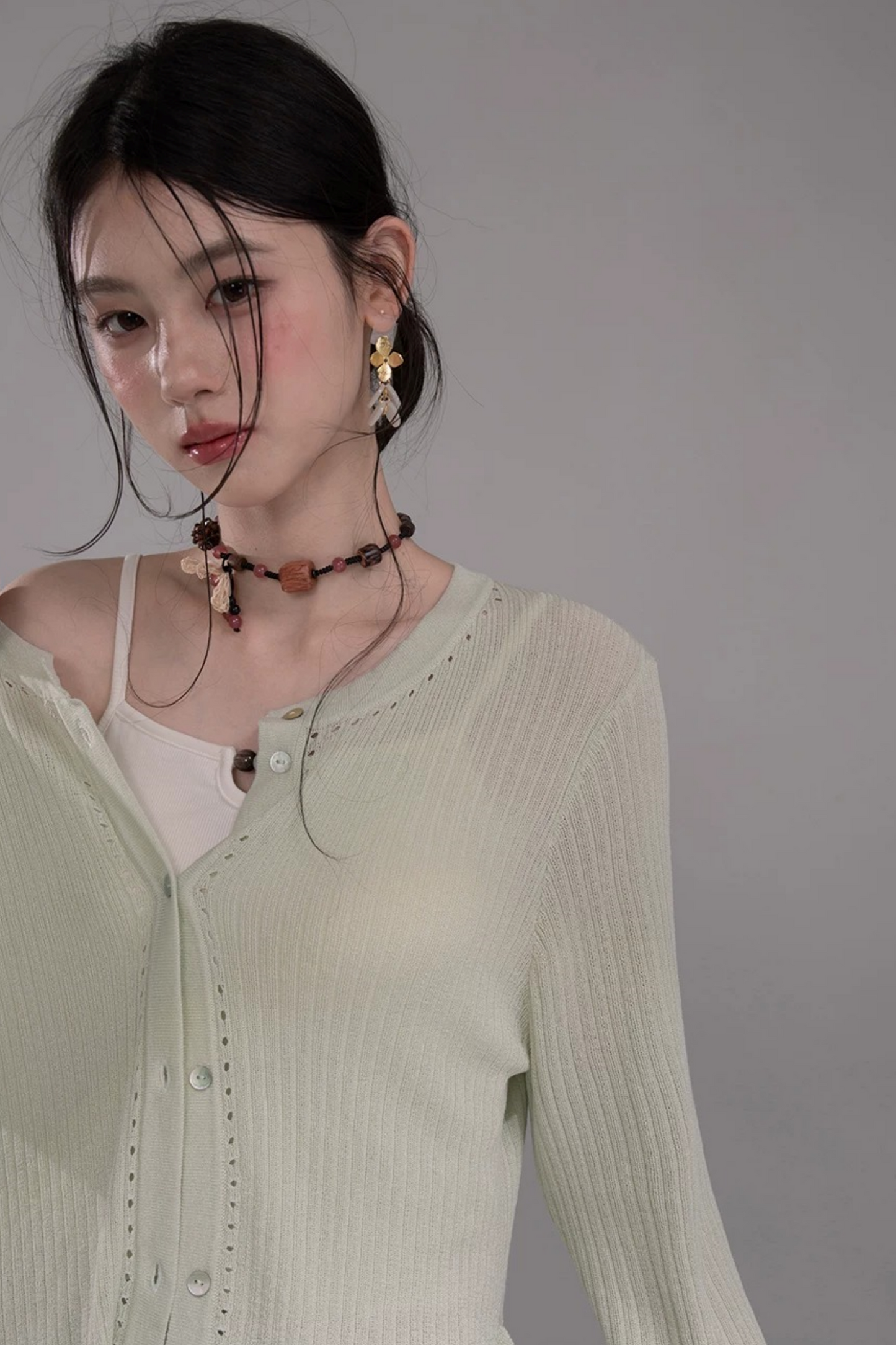 Wolkenweiß Strickjacke