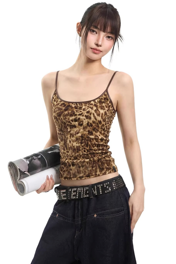 Camisola de terciopelo con estampado de leopardo