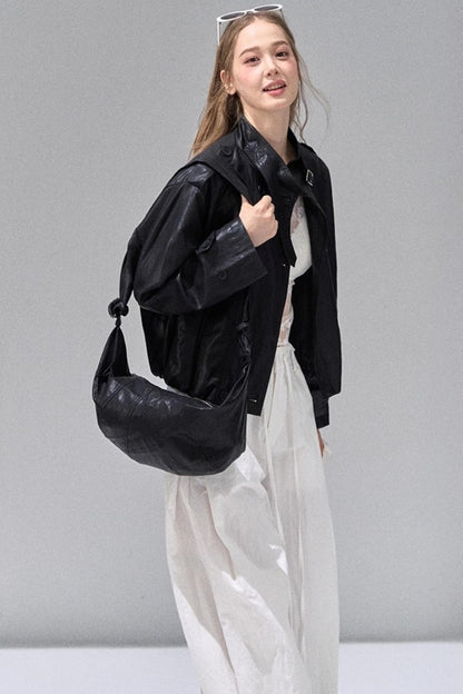 Black Leather Short Jacket