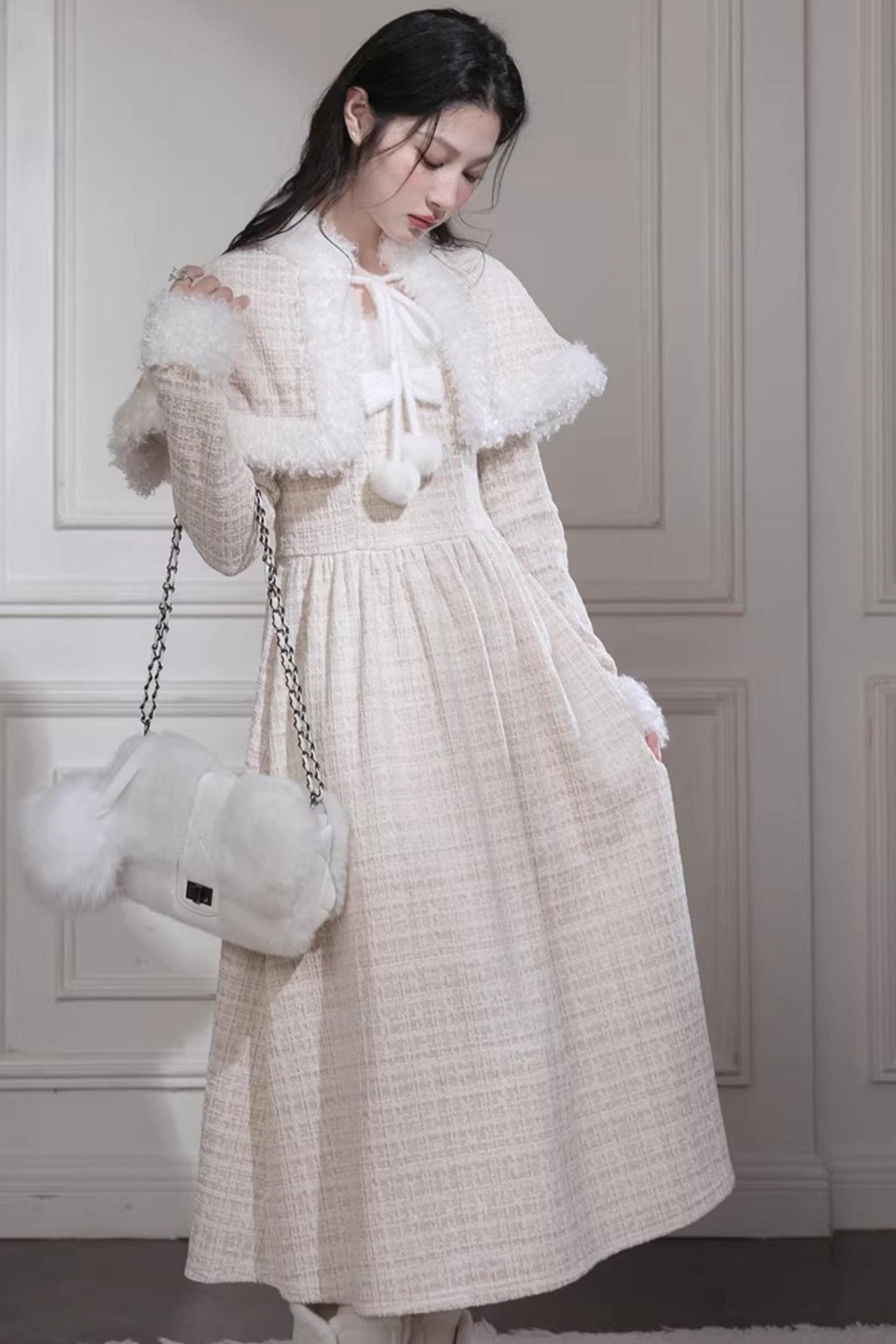 Vanilla Velvet Tweed Dress Set