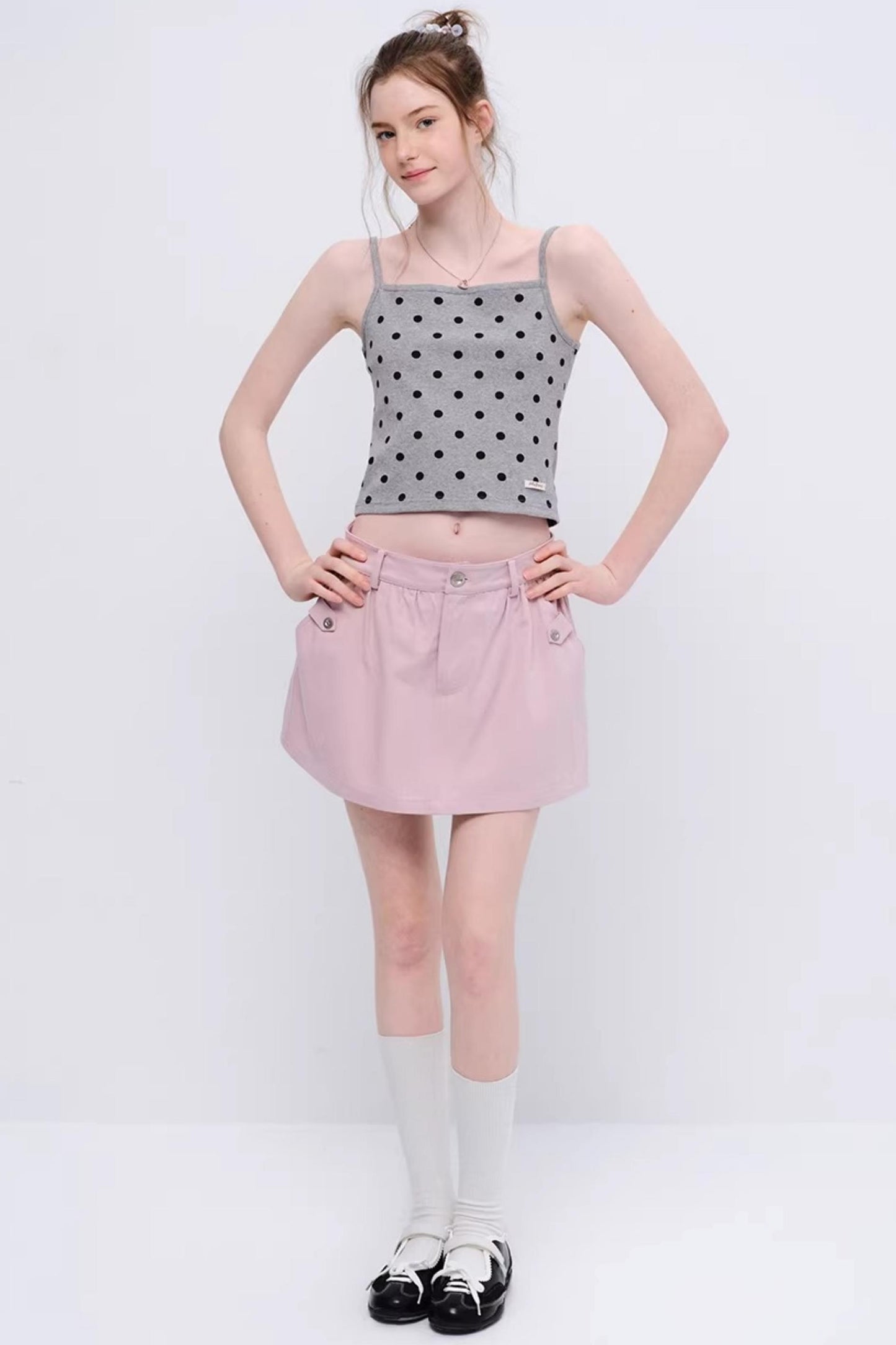 물방울무늬 니트 캐미솔