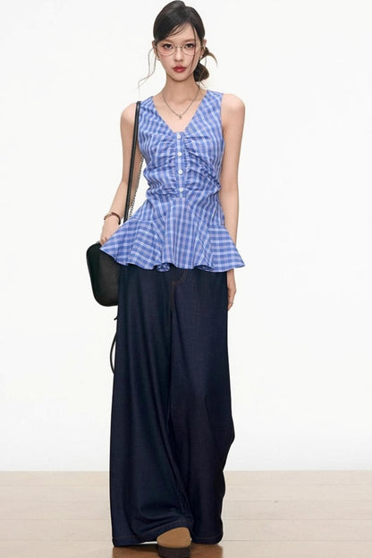 Chic V-Neck Vest Pants Set-Up