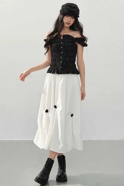 Flower Shadow Pleated Skirt