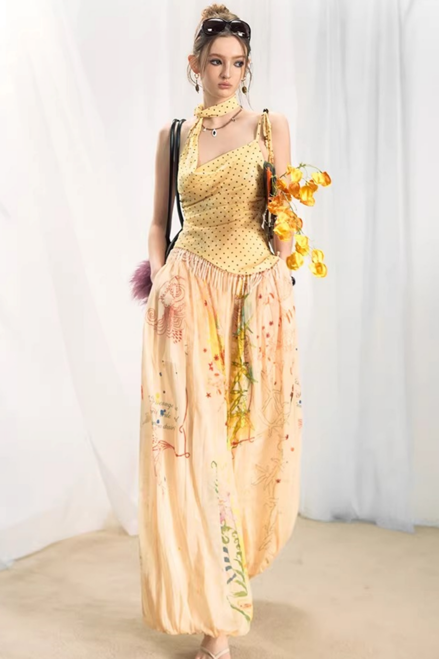 Lemongrass Polka Dot Swing Top