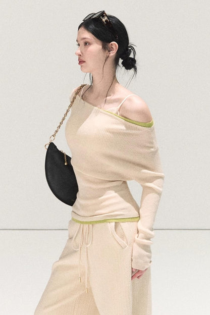 Wool Off-Shoulder Knit Top