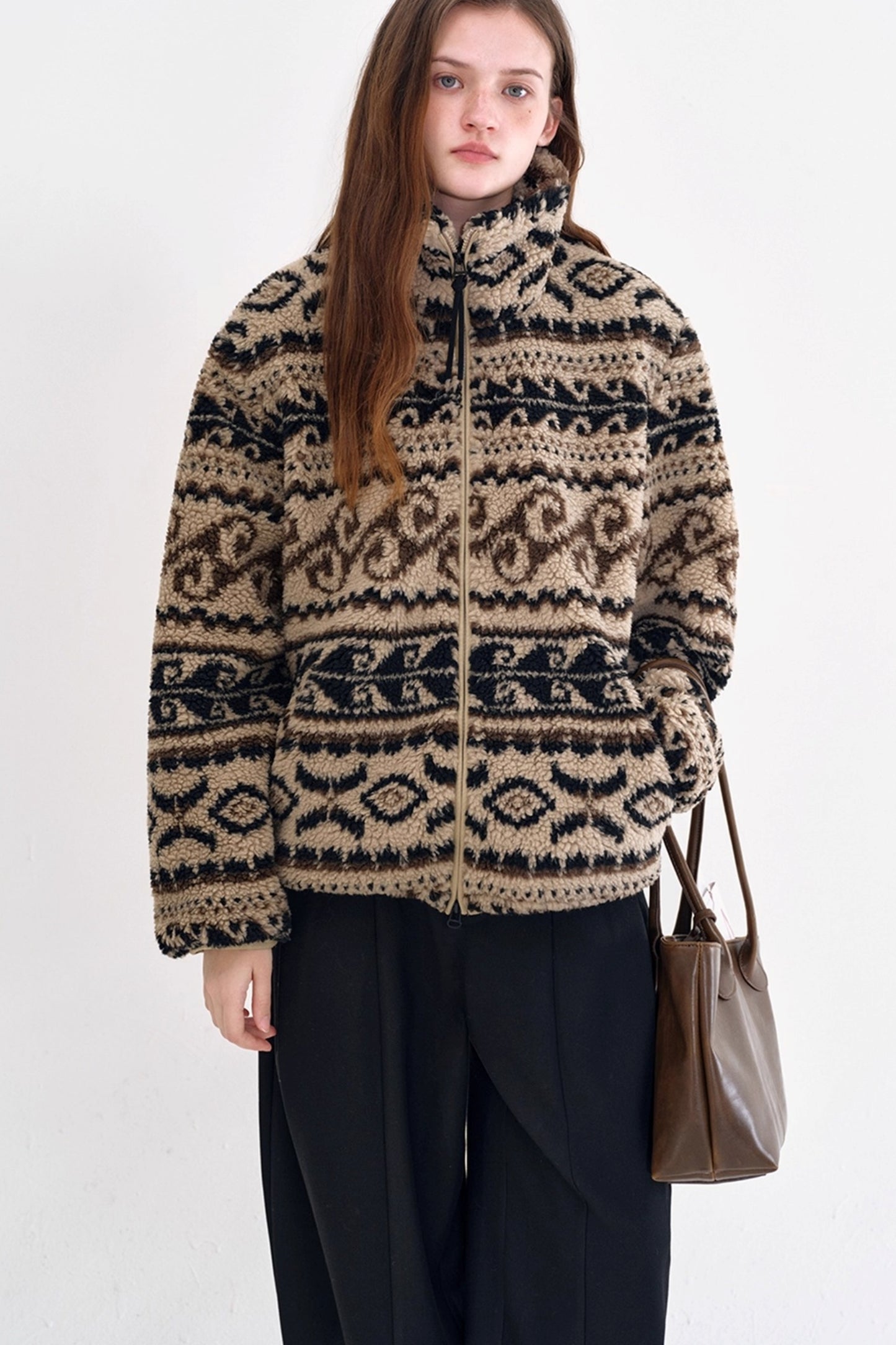 Fair Isle Faux Shearling Jacket