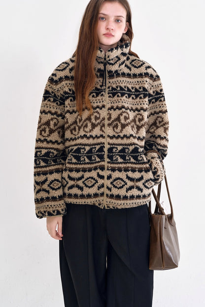 Fair Isle Faux Shearling Jacket