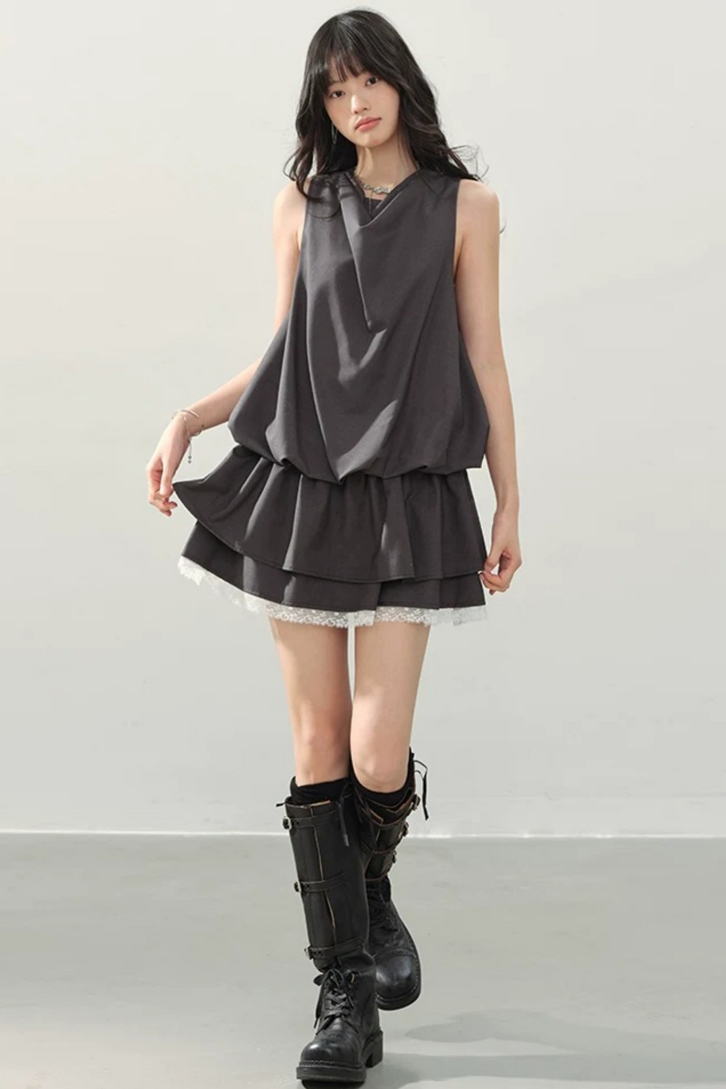 Smoke Gray Lace Dress