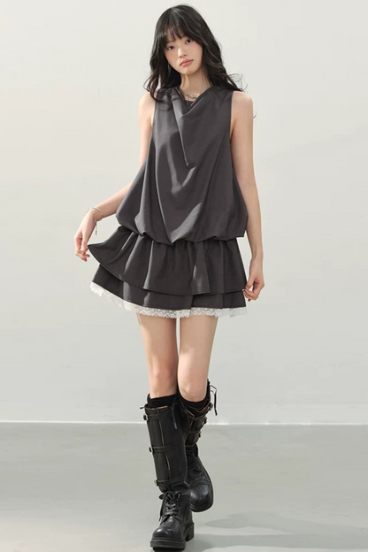 Smoke Gray Lace Dress