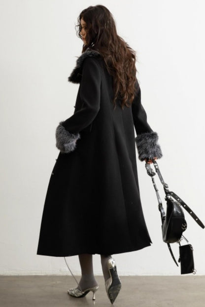Retro Wool Fur-Collar Coat