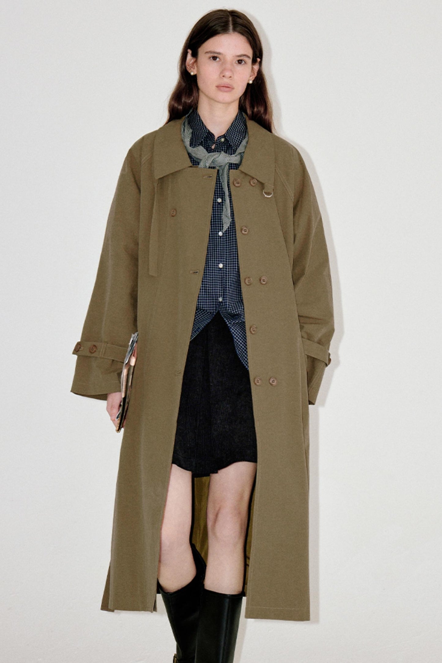 Silhouette Double-Breasted Trench Coat