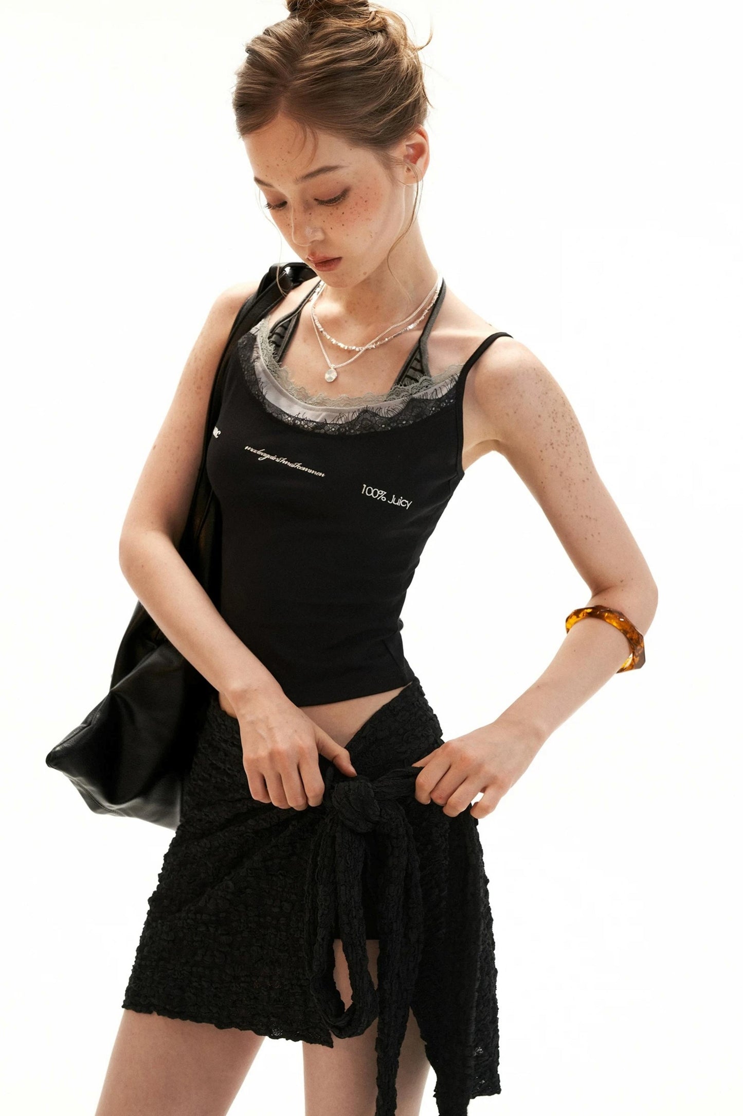 Strap Irregular Slit Skirt